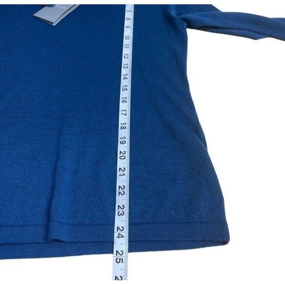 Neiman Marcus Blue Cashmere Long Sleeve Crewneck Top Coastal Lightweight Medium - Picture 9 of 10